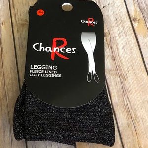 Chances Black Metallic Fleece Lined Leggings M/L